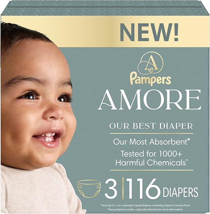 Pampers Amore, Size 3 (13-26 lbs), 116 Count, Our Best Diaper – Hypoallergenic & Fragrance Free... | Amazon (US)