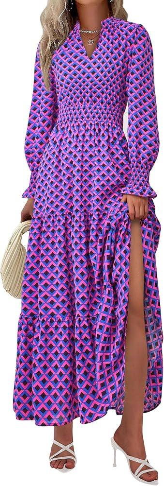 PRETTYGARDEN Women's Floral Maxi Dress 2026 Fall Long Sleeve V Neck A Line Long Flowy Spring Part... | Amazon (US)