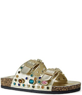 Azalea Wang Bayleaves Jewel Embellished Double Banded Flat Sandals | Dillard's | Dillard's