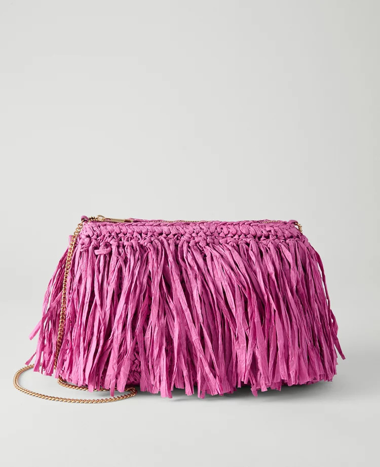 Raffia Fringe Clutch | Ann Taylor