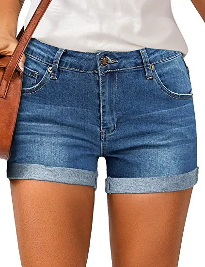 LookbookStore Women's High Waisted Rolled Hem Distressed Jeans Ripped Denim Shorts | Amazon (US)