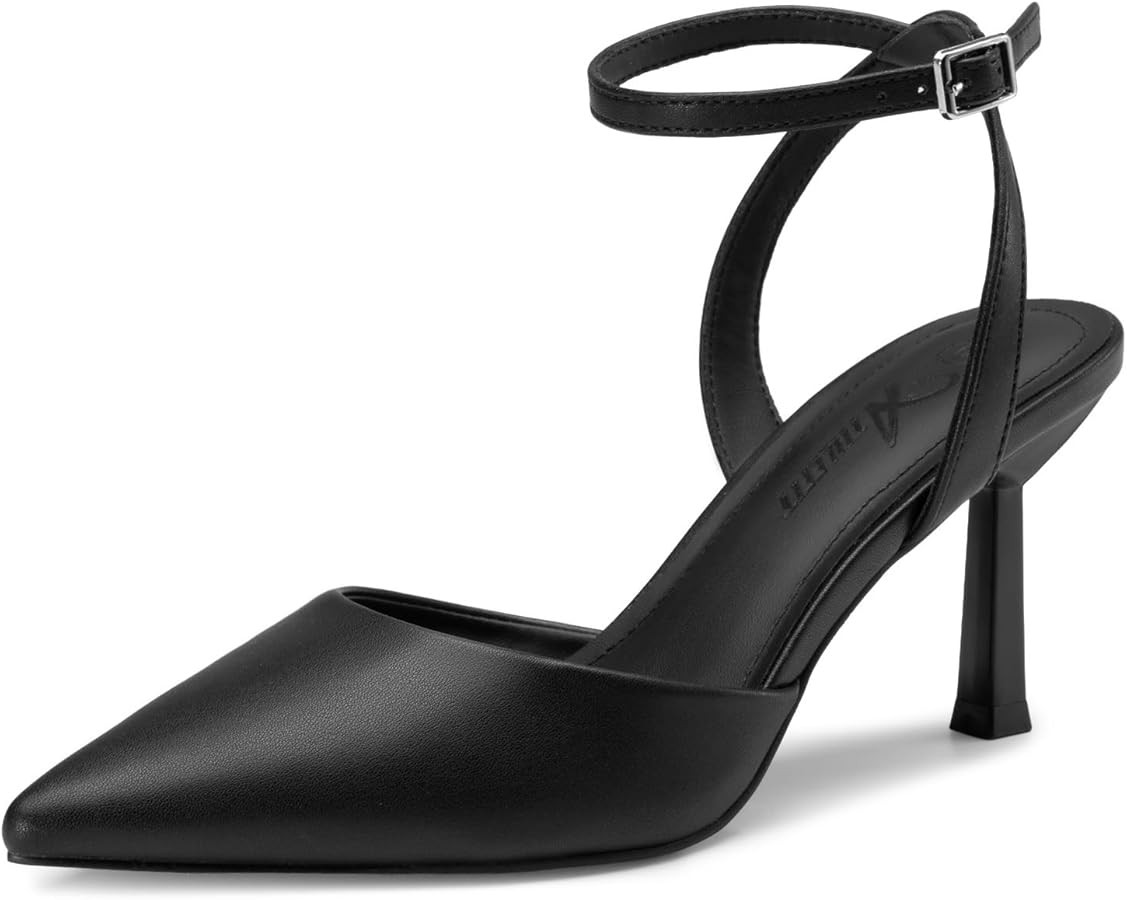 Athlefit Women's Closed Pointed Toe 3 Inch High Heels Ankle Strap Stiletto Heel Wedding Party Dre... | Amazon (US)