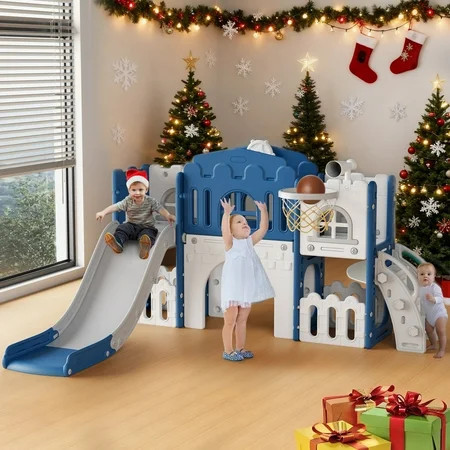 WFUN 9 in 1 Toddler Slide PlaySet for kids indoor/outdoor for Toddlers Age 1+, Blue & Gray | Walmart (US)