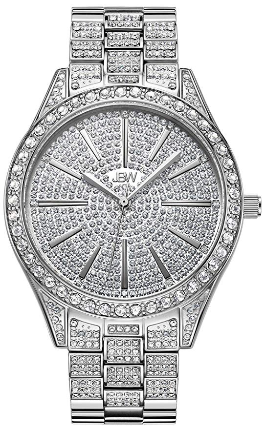 JBW Luxury Women's Cristal 0.12 Carat Diamond Wrist Watch with Stainless Steel Link Bracelet | Amazon (US)