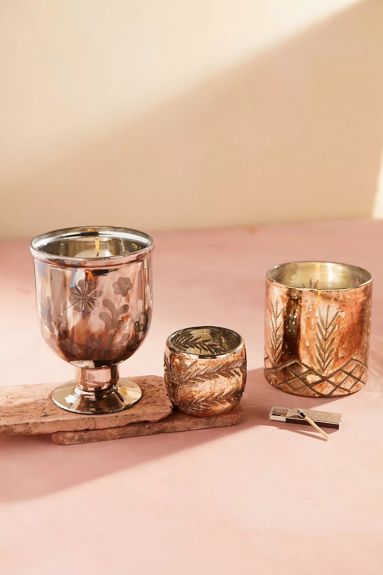 Etched Metallic Votives, Set of 3 | Anthropologie (US)