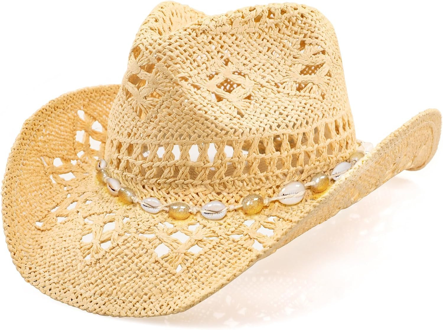 WQWOVRVO Cowboy Hat,Cowgirl Hat,Cowboy Hats for Women/Mens/Straw Wide with Shapeable Brim Cowboy Hat for Womens/White/Black. | Amazon (US)