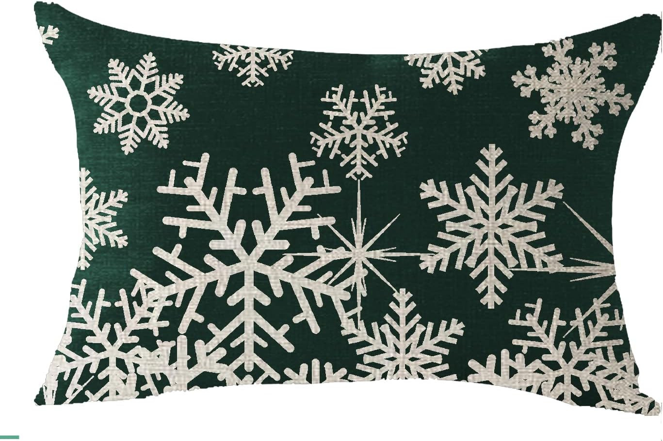 FELENIW Merry Christmas Happy Winter Snowflakes Lumbar Decorative Throw Pillow Cover Cushion Case... | Amazon (US)