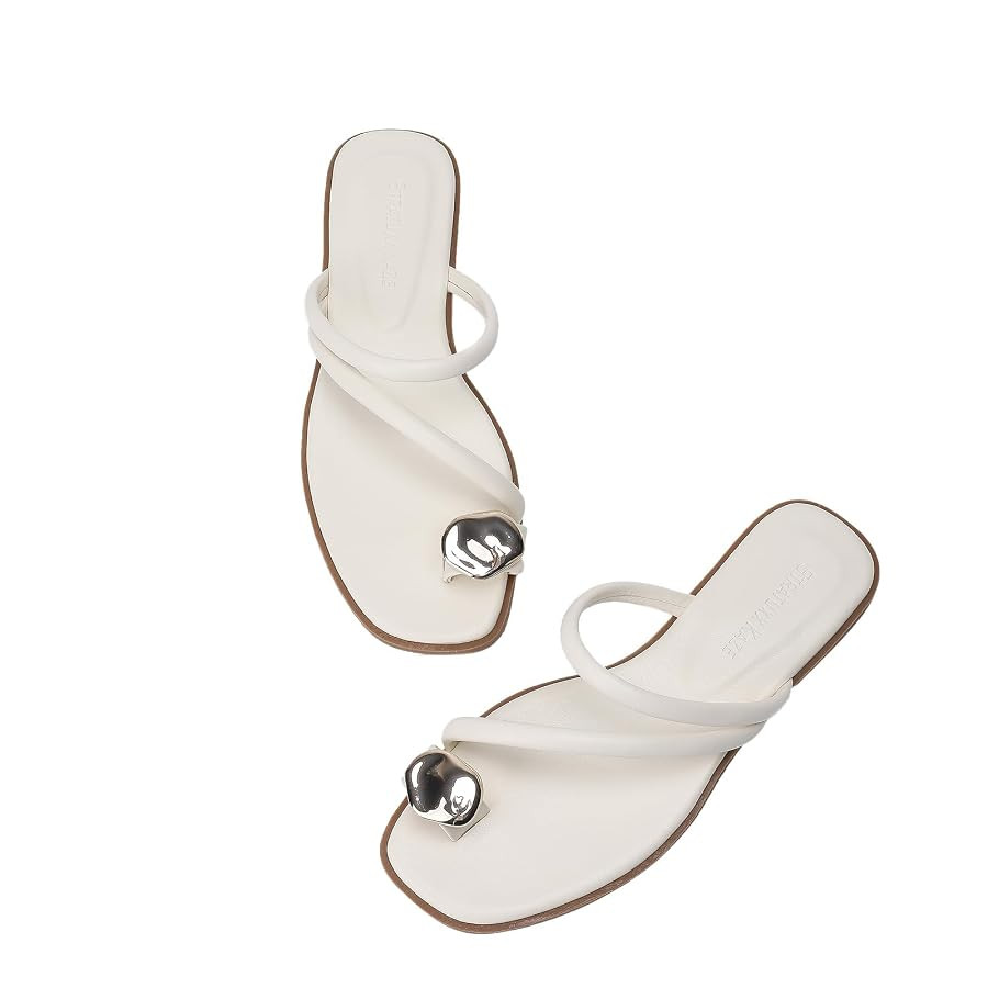 Women's Toe Ring Thong Sandals Open Toe Slide Flat Sandals Casual Summer Flip Flop Flat Sandals | Amazon (US)
