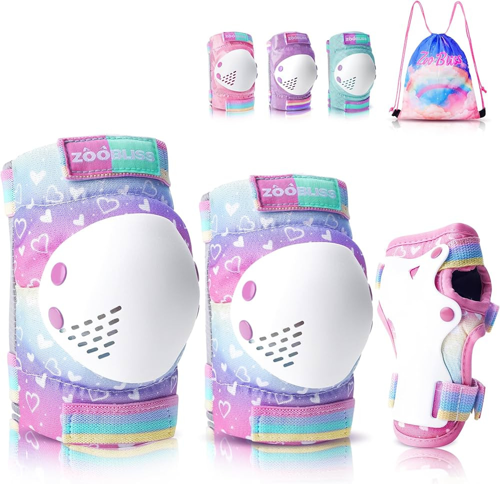 Knee Pads for Kids, ZOOBLISS Toddler Knee and Elbow Pads Set Wrist Guards for Skating Girls Aged ... | Amazon (US)