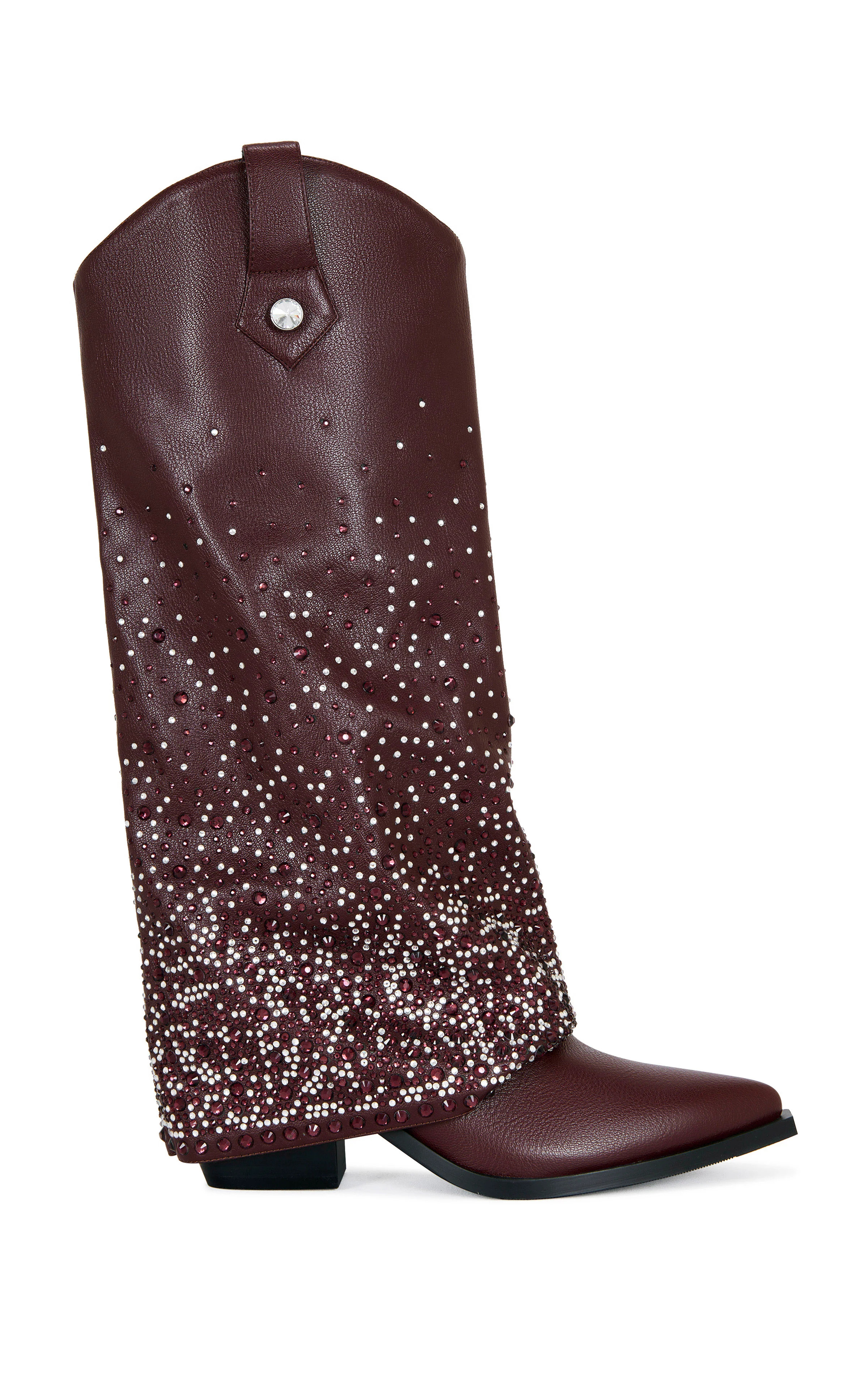 BETH-BROWN RHINESTONE FOLDOVER WESTERN BOOT | Azalea Wang