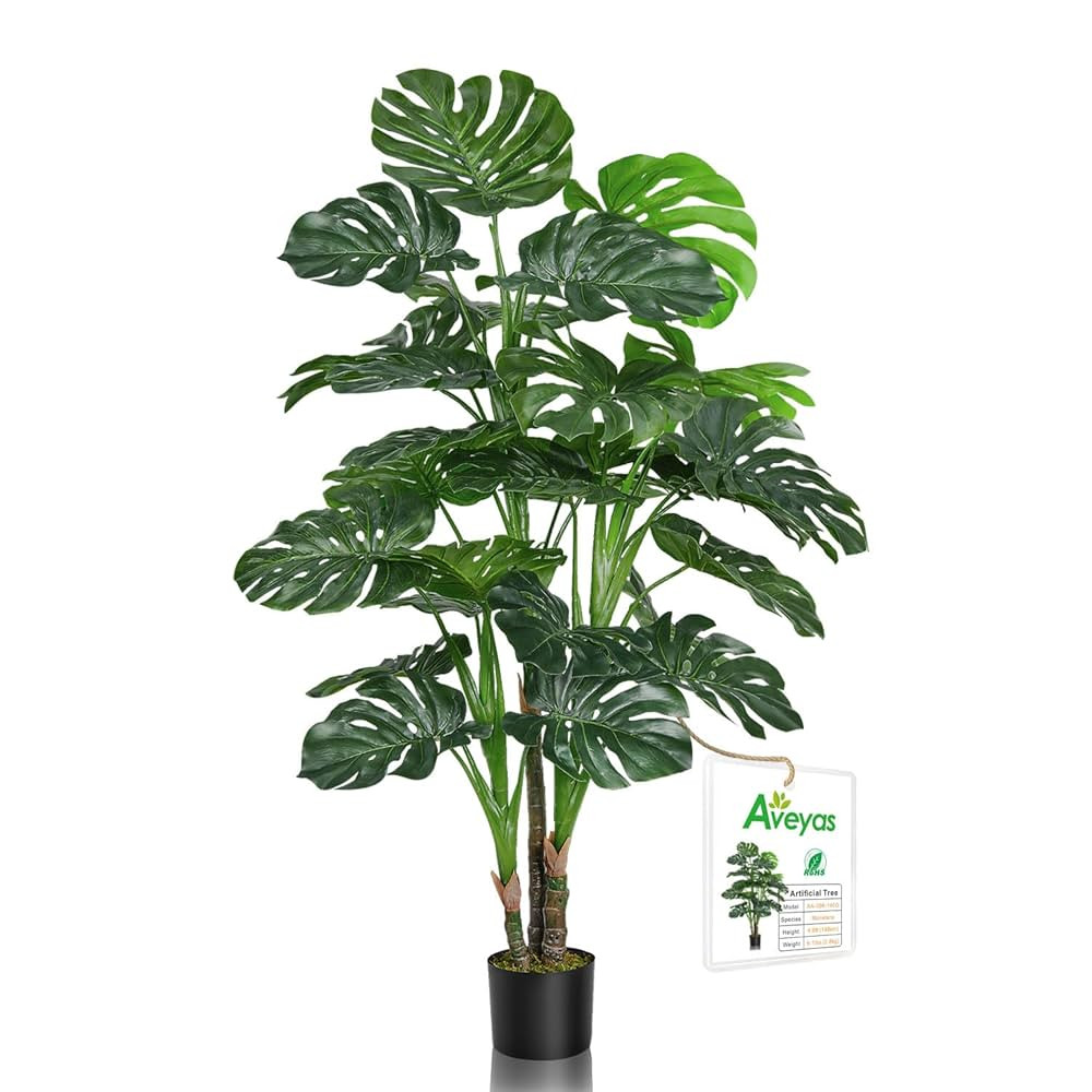 Aveyas 54'' Tall Large Artificial Monstera Deliciosa Plants, 4.5 Feet Faux Swiss Cheese Floor Pla... | Amazon (US)