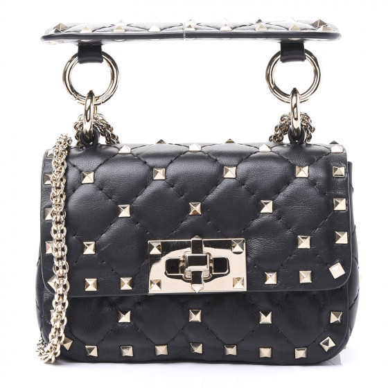 VALENTINO Nappa Micro Rockstud Spike Shoulder Bag Black | Fashionphile