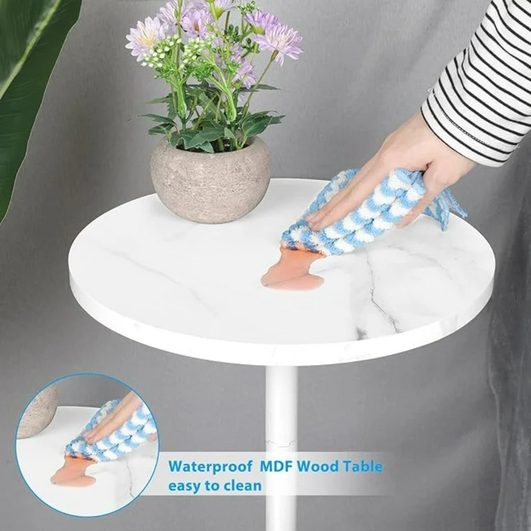 Round End Table with Marble Base Drink Tables for Small Spaces Pedestal Table Small Round Side Ta... | Walmart (US)