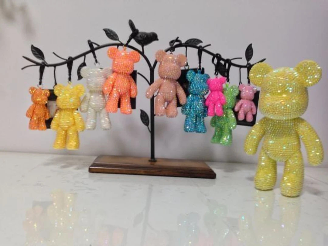 Bliny Bling Rhinestone Crystal Bear Charm Keychain, Customize Rhinestone Bling Teddy Bear Key Cha... | Etsy (US)