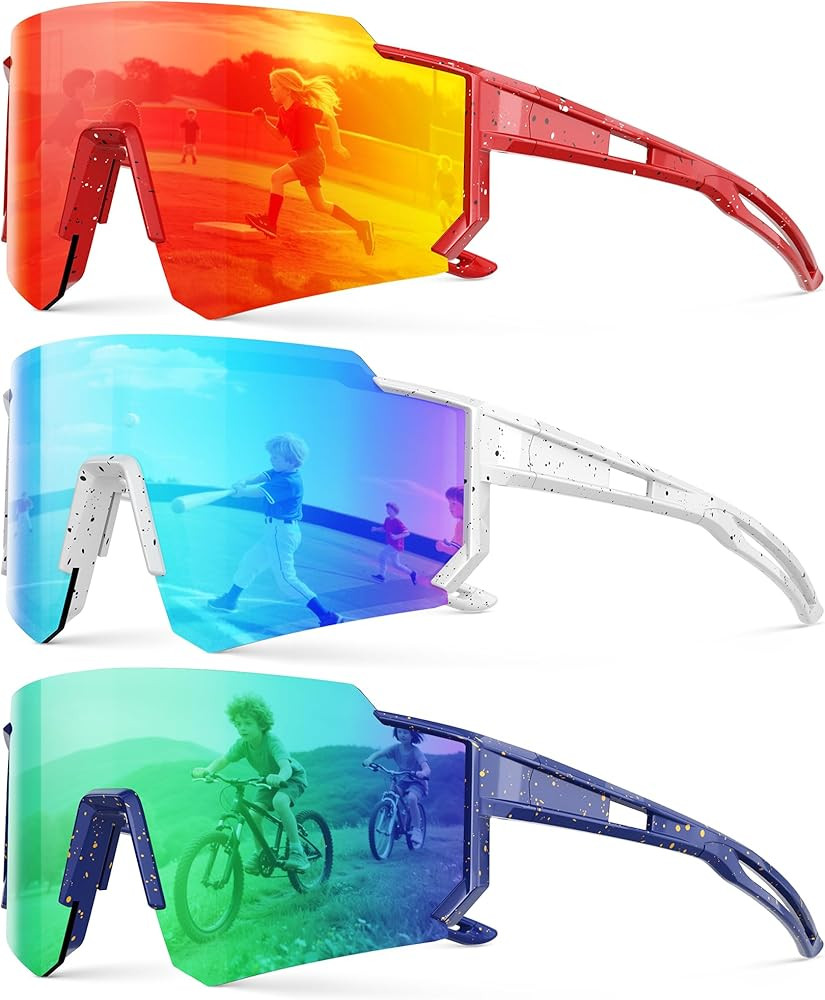 Fanshen Kids Baseball Sunglasses Youth - Sports Polarized Sunglasses Softball Cycling for Boys Gi... | Amazon (US)