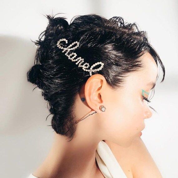 Cha NEL Luxury Hair Clip , Rhinestone Hair Jewelry, C H A N E L Hearpin, Coco Brand Jewelry, word... | Etsy (US)