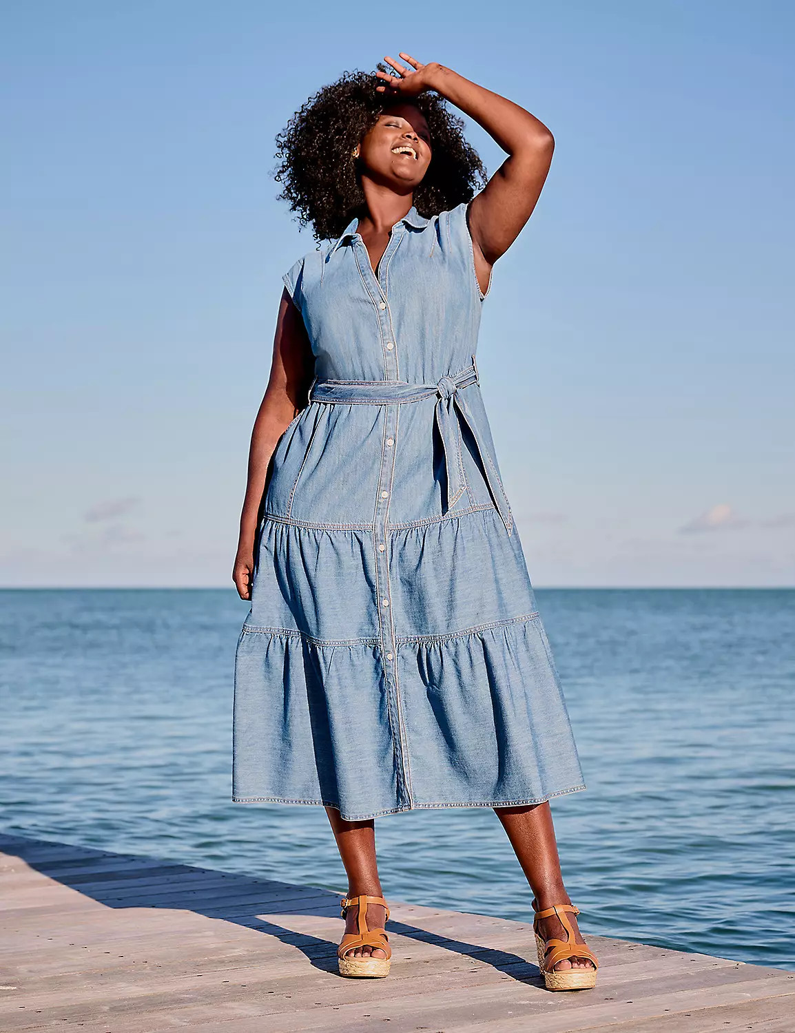 Denim Tiered Midi Dress | LaneBryant | Lane Bryant (US)