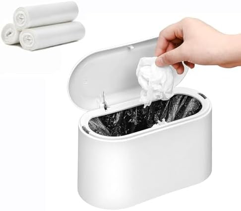 SUBEKYU Mini Trash Can with Lid,Small Desk Trash Can,Countertop Mini Garbage Cans,Tiny Waste Bask... | Amazon (US)