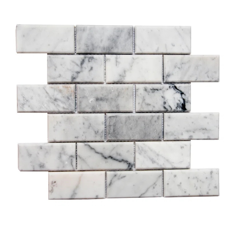 Santorini 2" x 4" Beveled Marble Mosaic Sheet Tile | Wayfair North America