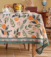 patdrea Designer Vintage Linen Long Rectangle Table Cloth,Framhouse Oranges and Leaves Pattern Fr... | Amazon (US)
