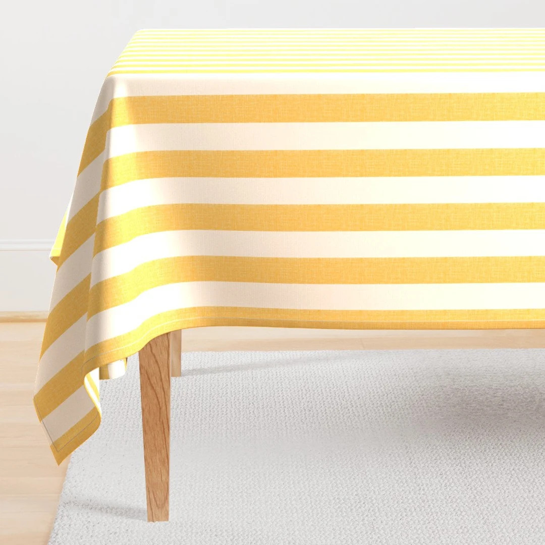 Lemon Yellow Stripe Tablecloth Wide Stripe by Paisleyanddot_llc Amalfi Pool Stripe Cabana Stripe ... | Etsy (US)