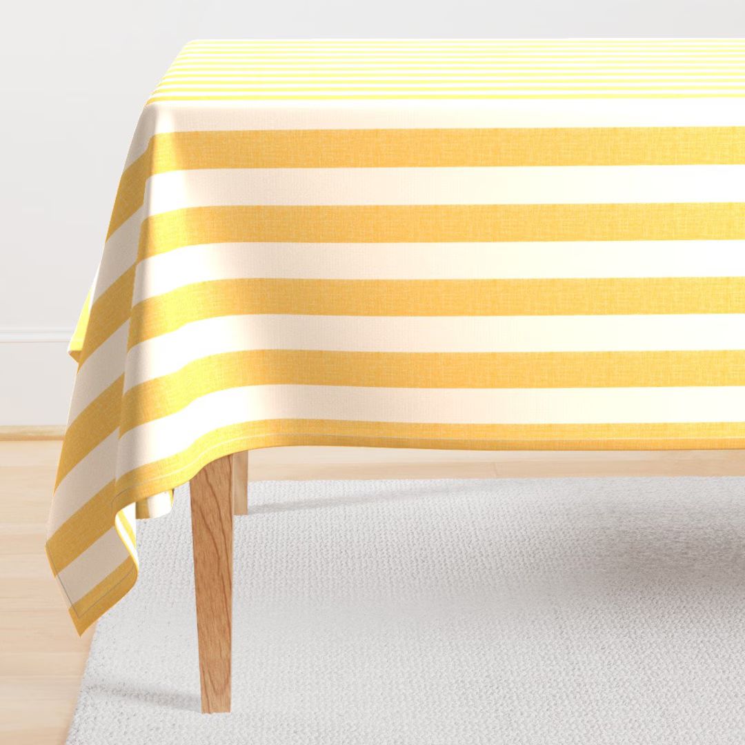 Lemon Yellow Stripe Tablecloth Wide Stripe by Paisleyanddot_llc Amalfi Pool Stripe Cabana Stripe ... | Etsy (US)