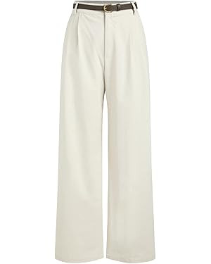 CIDER Solid Linen Blend Belted Wide Leg Pants | Amazon (US)