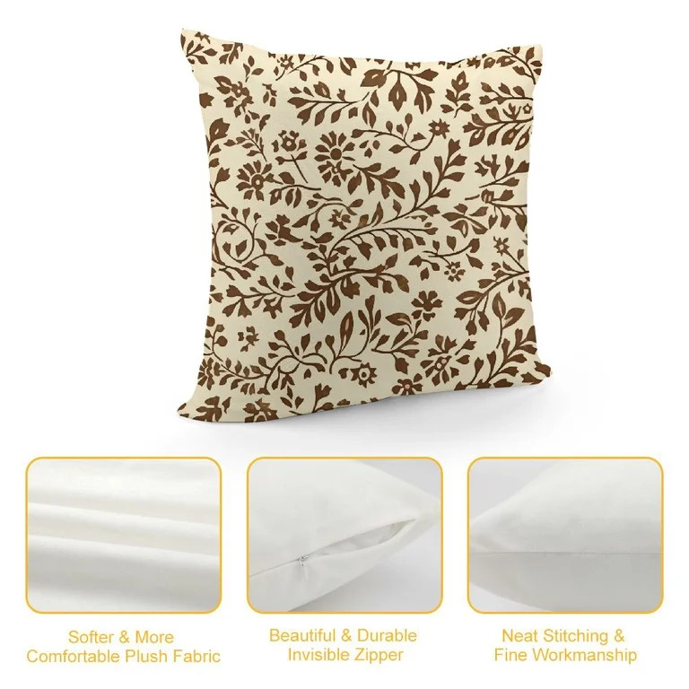 MDO Slow Cow Embroidery Decorative Throw Pillow Cover Brown Invisible Zipper Cushion Cover 18x18 ... | Walmart (US)