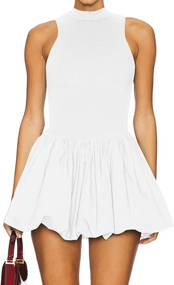 Women's Summer Bubble Mini Dress Sexy Mock Neck Sleeveless Tank Dress Party Club Bodycon Short Dr... | Amazon (CA)