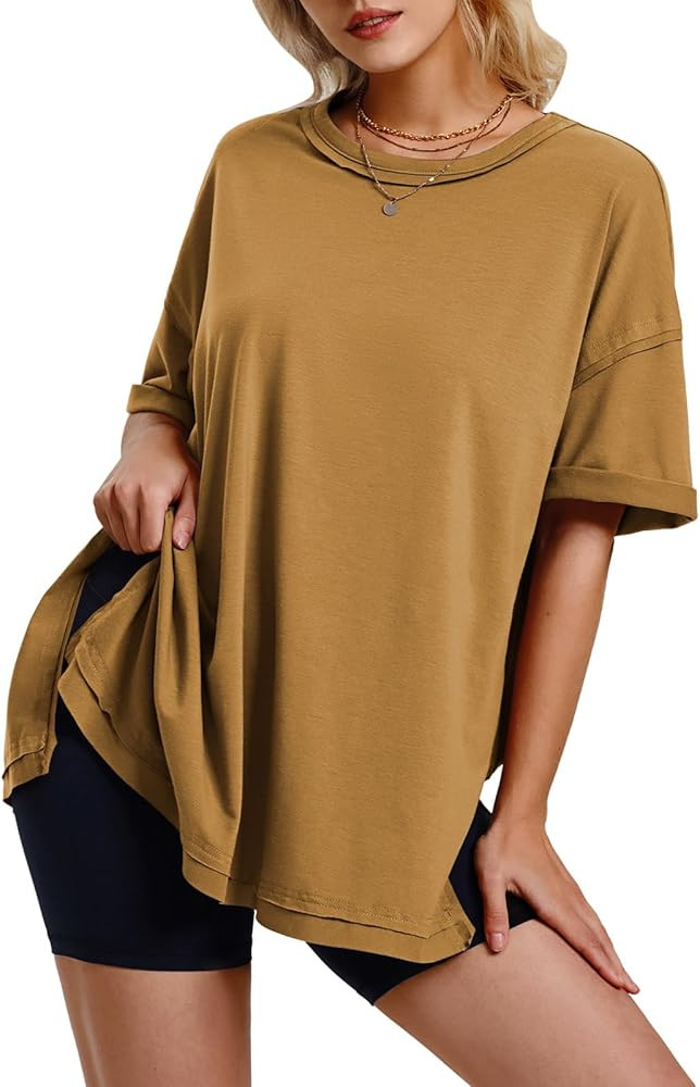 EXLURA Womens Summer Oversized T Shirts 2025 Casual Short Sleeve Loose Maternity Tops Crewneck Tu... | Amazon (US)