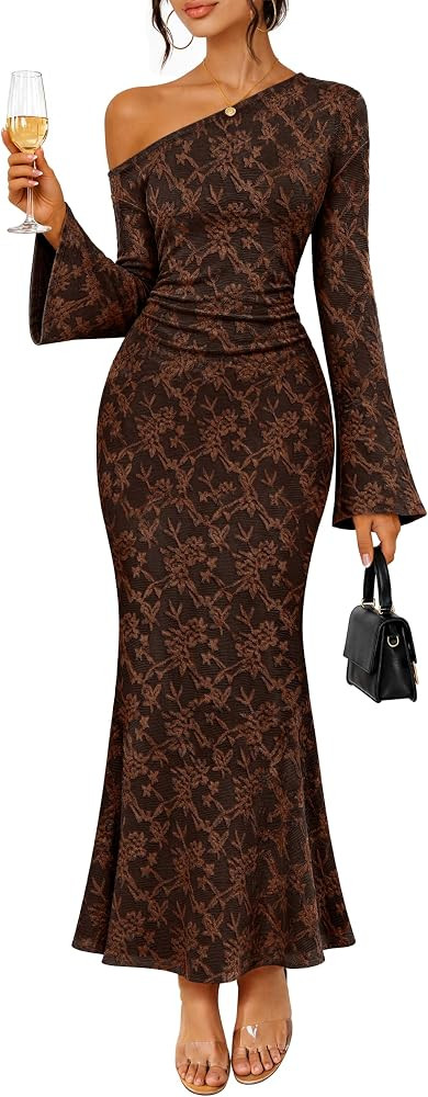 MEROKEETY Women's Lace Off The Shoulder Fall Wedding Guest Cocktail Dress | Amazon (US)
