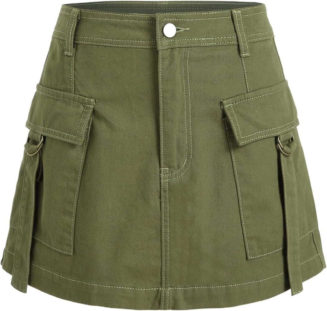 CIDER Solid Cargo Mini Skirt | Amazon (US)