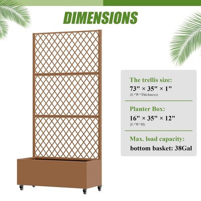 Brown Outdoor Planter Box with Trellis Privacy Screen 36 x 72 Inch (3-Piece Set) | Target