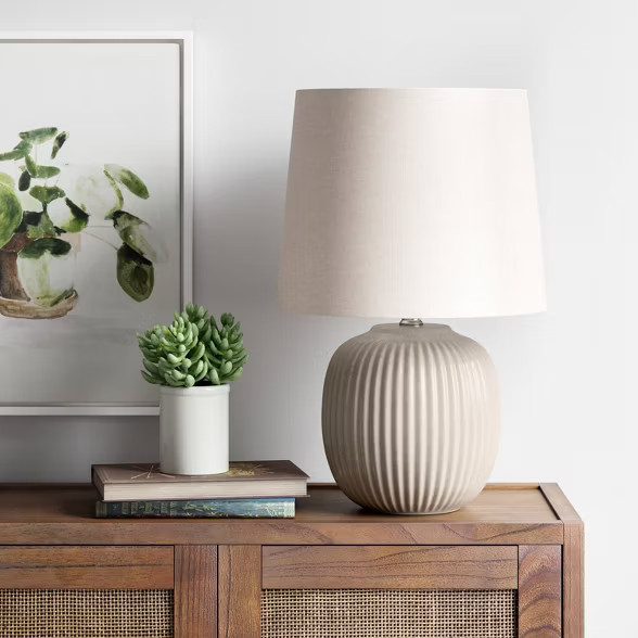 Large Ribbed Ceramic Table Lamp - Threshold™ | Target