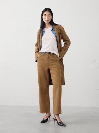 Straight High-Rise Vegan Suede Pant | Banana Republic Factory