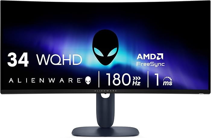 Alienware 34 Curved Gaming Monitor – AW3425DWM - 34-inch WQHD 180Hz 1ms Display, 1500R, AMD Fre... | Amazon (US)