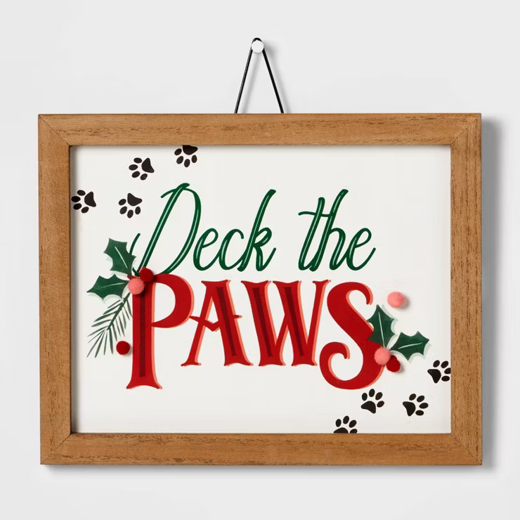 10" Wood 'Deck the Paws' Wall Sign - Wondershop™ | Target