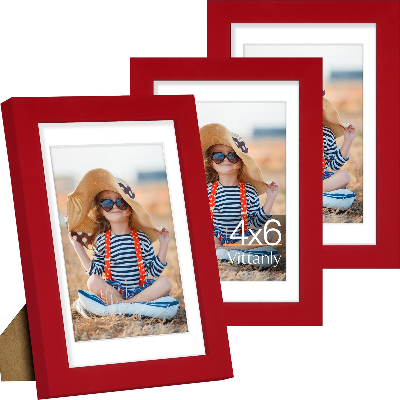 Vittanly 4x6 Picture Frame Set of 3, Display Pictures 3.5x5 with Mat or 4x6 without Mat for Wall ... | Amazon (US)