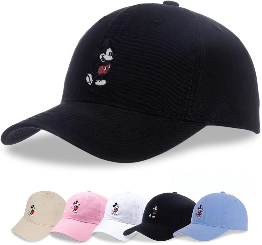 Disney Mickey Mouse Embroidered Cotton Adjustable Dad Hat with Curved Brim | Amazon (US)