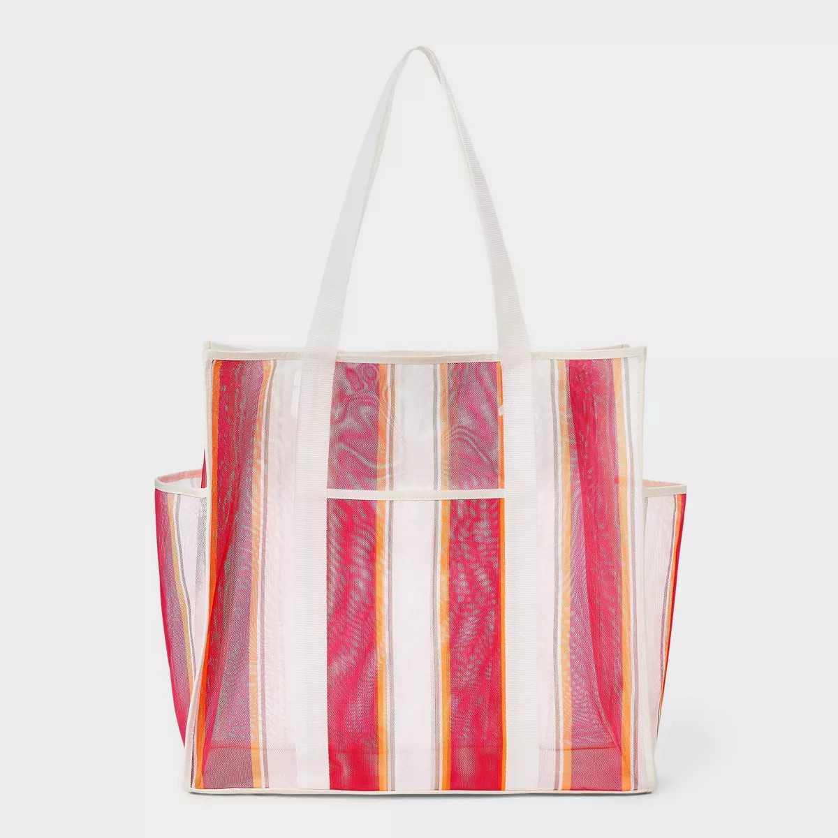 Mesh Packable Tote Handbag - Shade & Shore™ Pink Stripe: Unstructured Multi-Stripe Beach Bag | Target