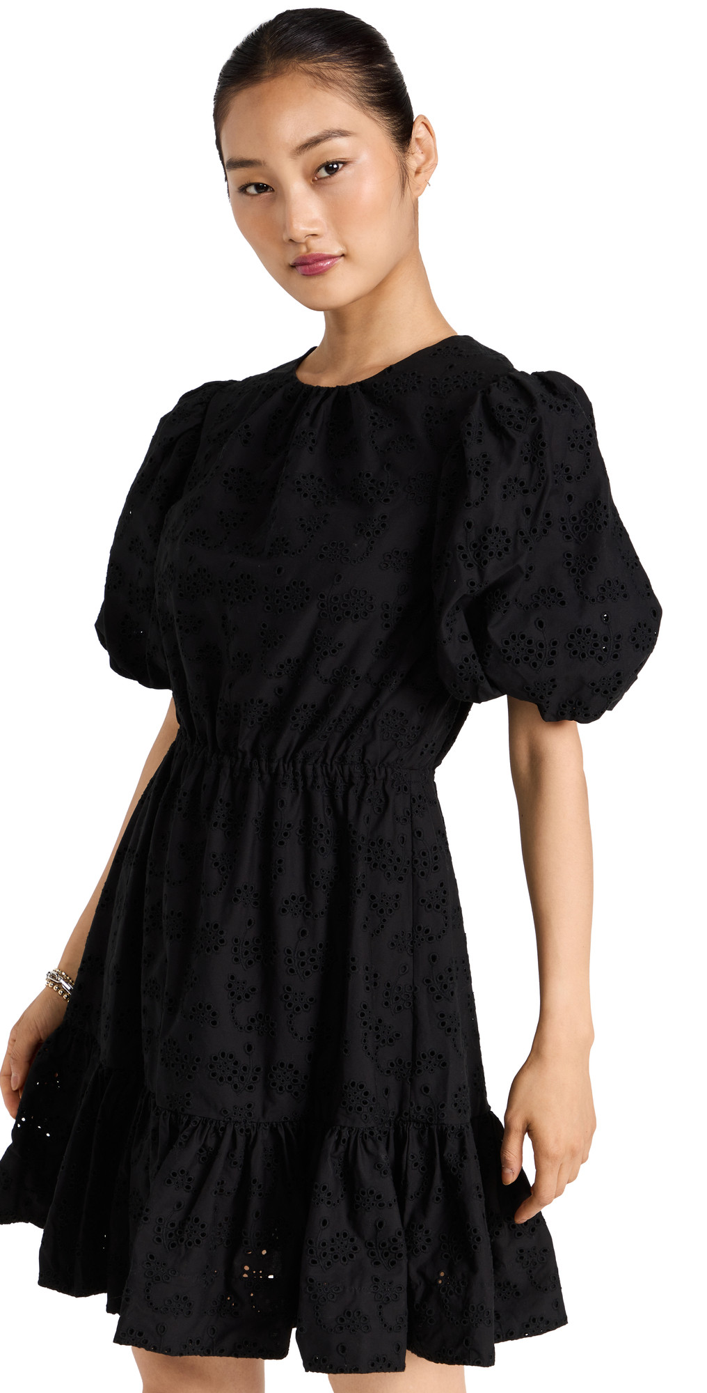 Eyelet Short Sleeve Dress with Back Cut Out | Shopbop