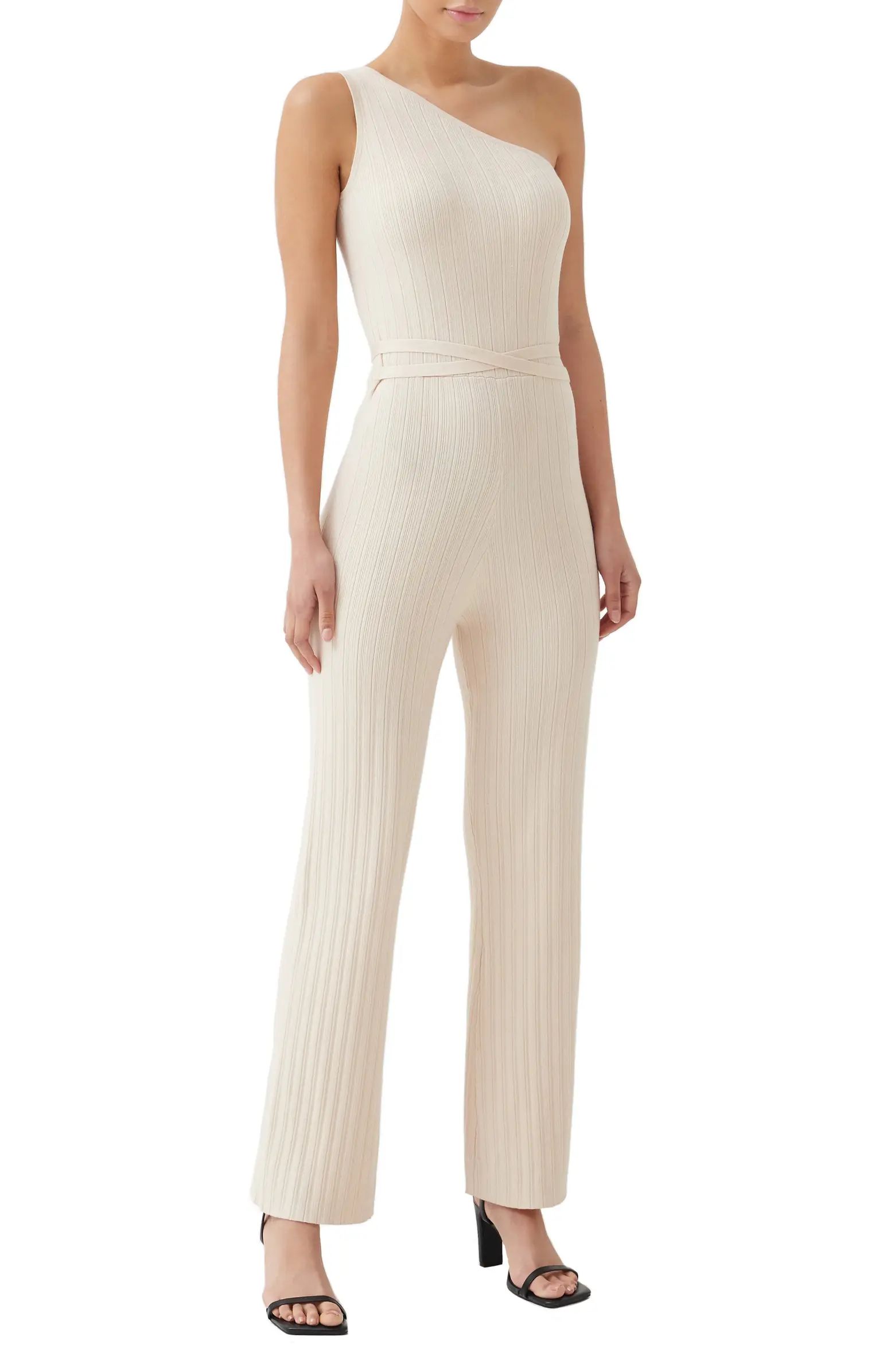 Carlie One-Shoulder Rib Knit Jumpsuit | Nordstrom