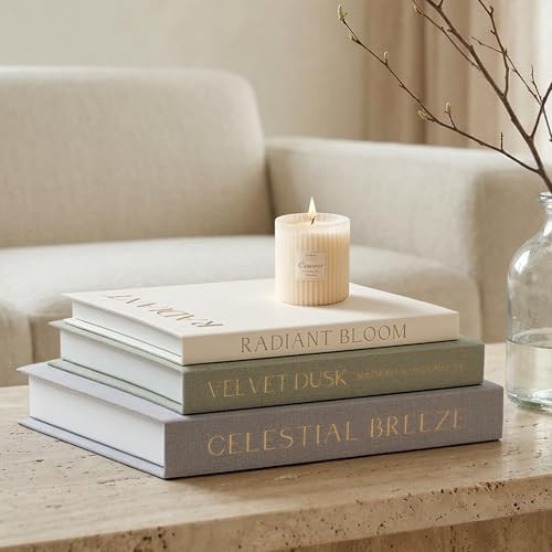 Decorative Books for Home Decor, Set of 3 Neutral Linen Storage Boxes | Amazon (US)