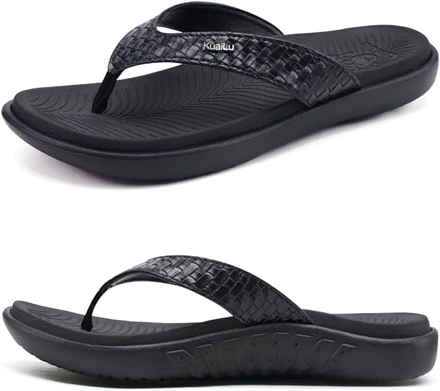 KuaiLu Womens Flip Flops Ladies Yoga Mat Comfortable Walking Thong Sandals With Plantar Fasciitis... | Amazon (US)