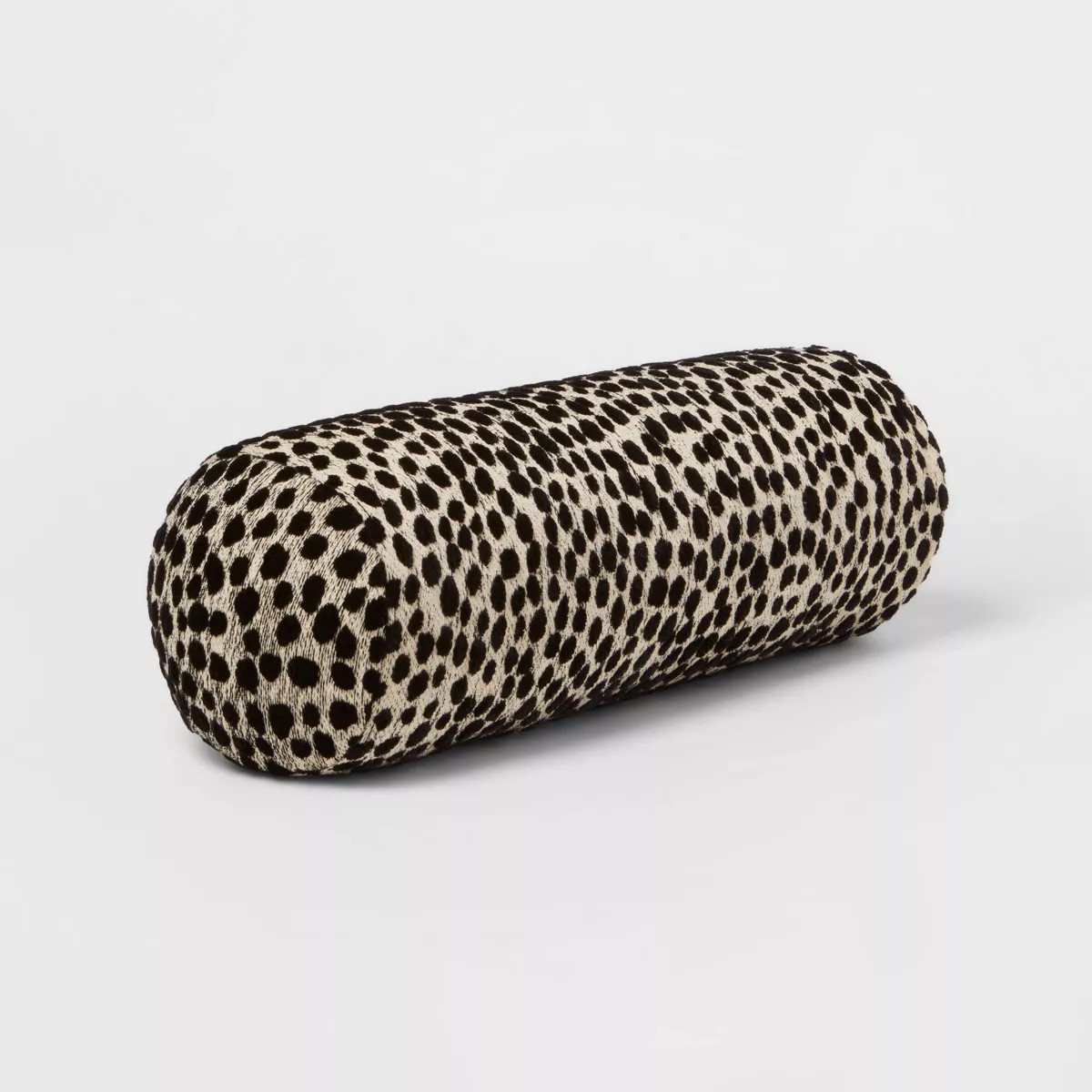 8"x22" Luxe Jacquard Leopard Round Decorative Pillow Black/Natural - Threshold™: Cotton Blend, ... | Target