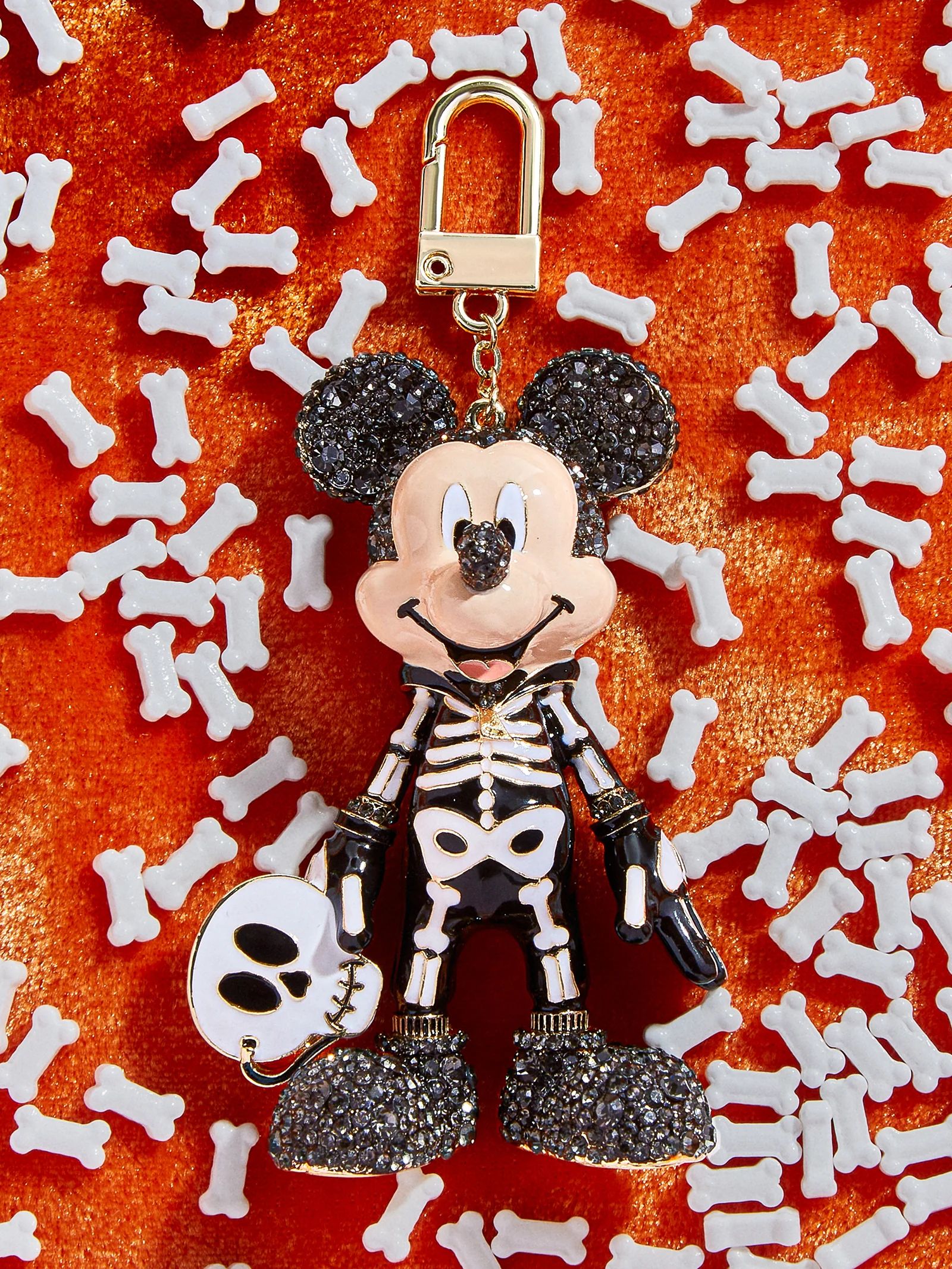 Mickey Mouse Disney Glow-In-The-Dark Bag Charm - Glow-In-The-Dark Mickey Mouse Skeleton | BaubleBar (US)