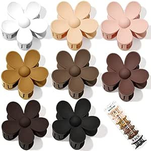 Flower Hair Clips 8PCS Hair Claw Clips Daisy Hair Clips Nonslip Large Claw Clips Cute Hair Clips ... | Amazon (US)