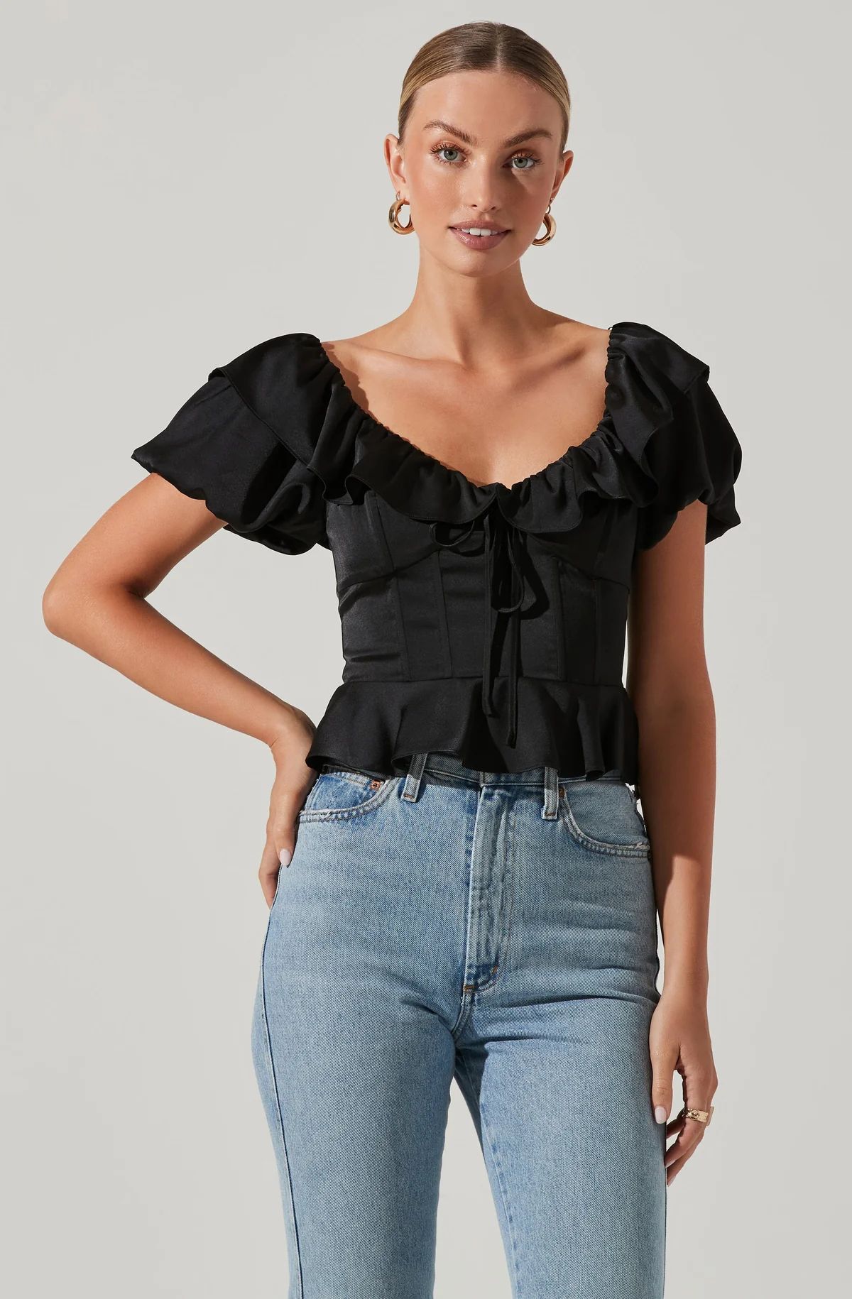 Satin Bubble Sleeve Top | ASTR The Label (US)