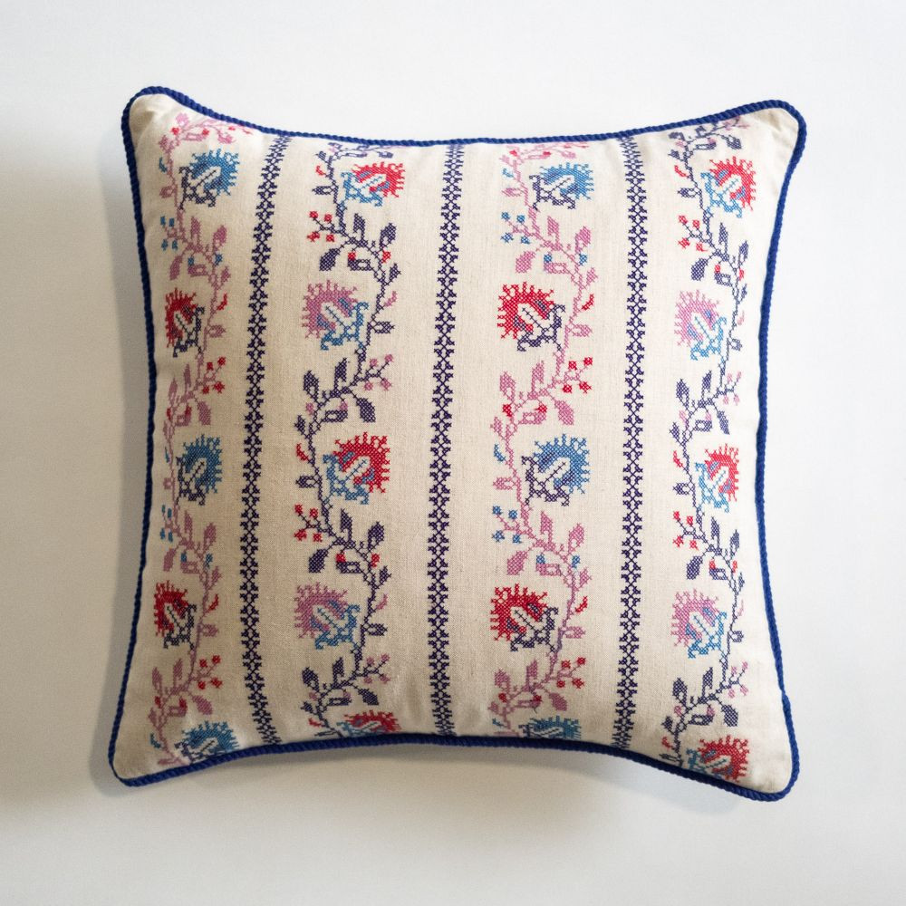 Floral Motif Embroidered Pillow Cover | GreenRow