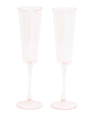 2pk Heart Shape Wine Luster Glasses | Marshalls